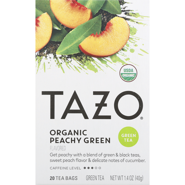 TAZO Tea Green Tea, Organic, Peachy Green Flavored, Bags