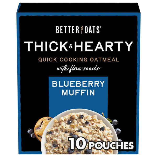 Better Oats Thick & Hearty Blueberry Muffin Instant Oatmeal with Flax Seeds