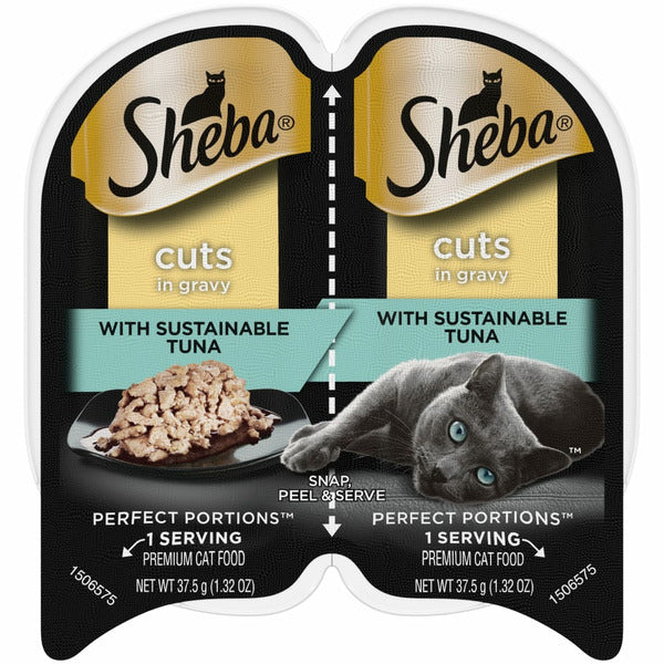 SHEBA PERFECT PORTIONS Wet Cat Food Cuts in Gravy With Sustainable Tuna
