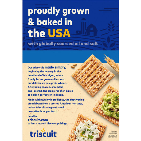 TRISCUIT Organic Original Whole Grain Wheat Crackers, Organic Crackers, Vegan Snacks 7 oz