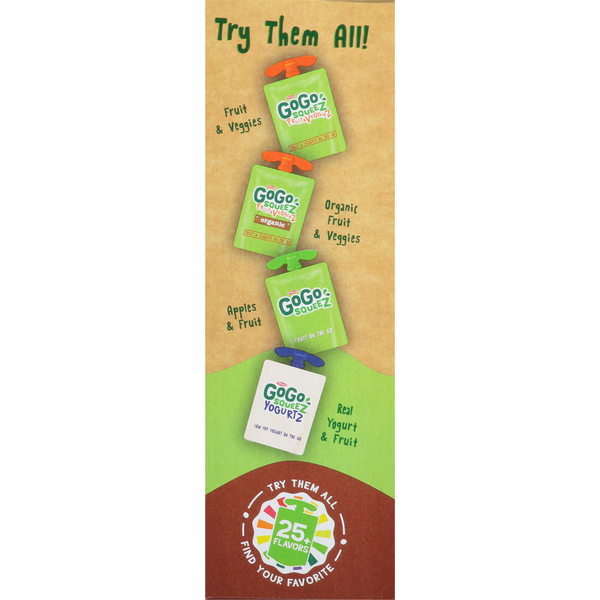 GoGo Squeez Apple Sauce, Organic, Fruit On The Go, Apple Cinnamon, 4 Pack