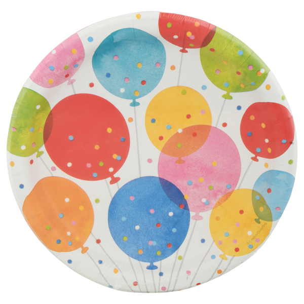 Celebrations Plates, Confetti Balloons, 8.75 Inch
