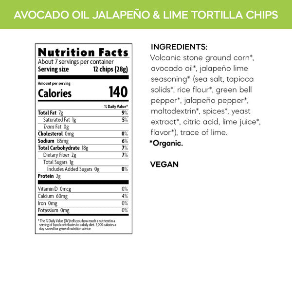 Que Pasa Avocado Oil Jalapeno & Lime Tortilla Chips