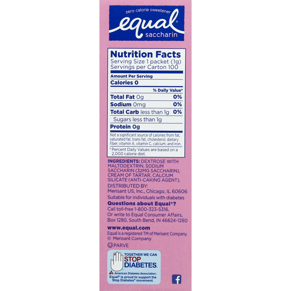 Equal Sweetener, Zero Calorie, Saccharin