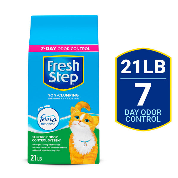 Fresh Step Non Clumping Cat Litter With Febreze Freshness, With 7-Day Odor Control