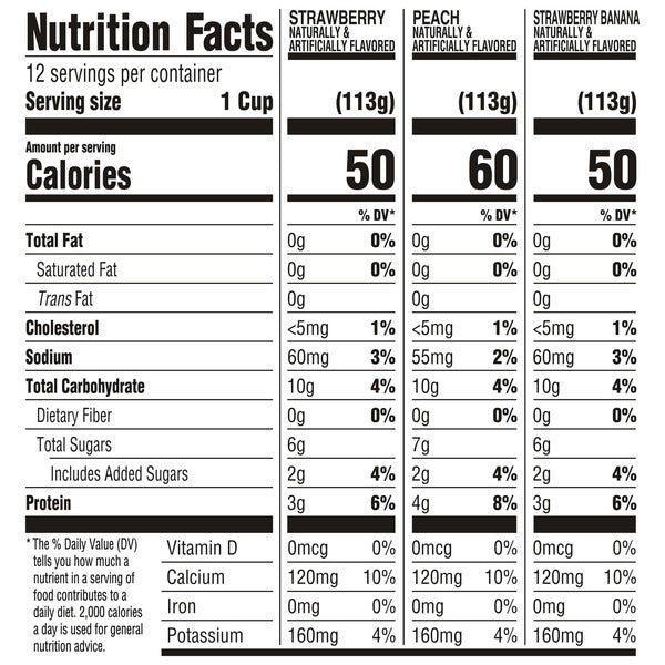 Dannon Light + Fit Regular Nonfat Yogurt, Strawberry/Strawberry Banana/Peach