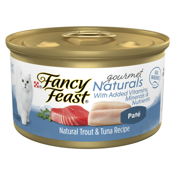 Purina Fancy Feast Grain Free Wet Cat Food Pate Gourmet Naturals Trout and Tuna Recipe DestGlow