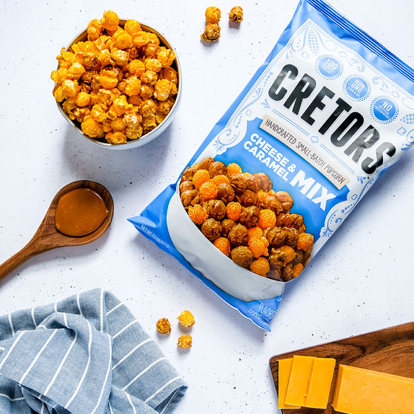 GH Cretors Flavored Popped Corn, Cheese & Caramel Mix