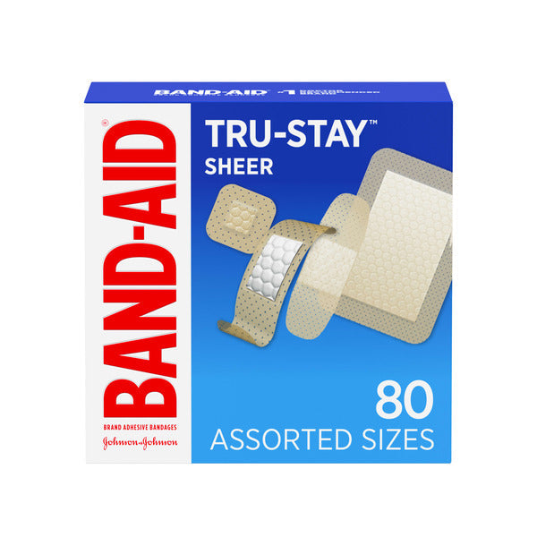 BAND-AID Tru-Stay Sheer Adhesive Bandages, Assorted, 80 ct