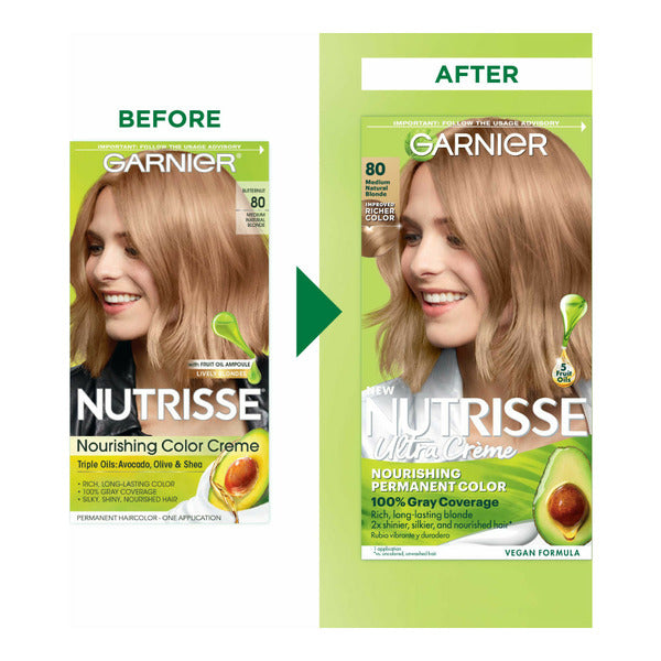 Garnier Nourishing Hair Color Creme, 80 Medium Natural Blonde (Butternut)