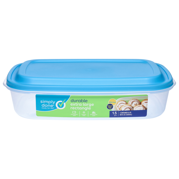 Simply Done Container & Lid, Durable, Extra Large Rectangle, 1.5 Gallon