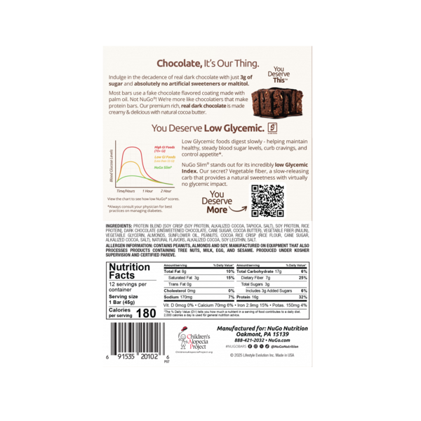 NuGo Slim Brownie Crunch, Gluten Free, Low Sugar, High Protein Bar