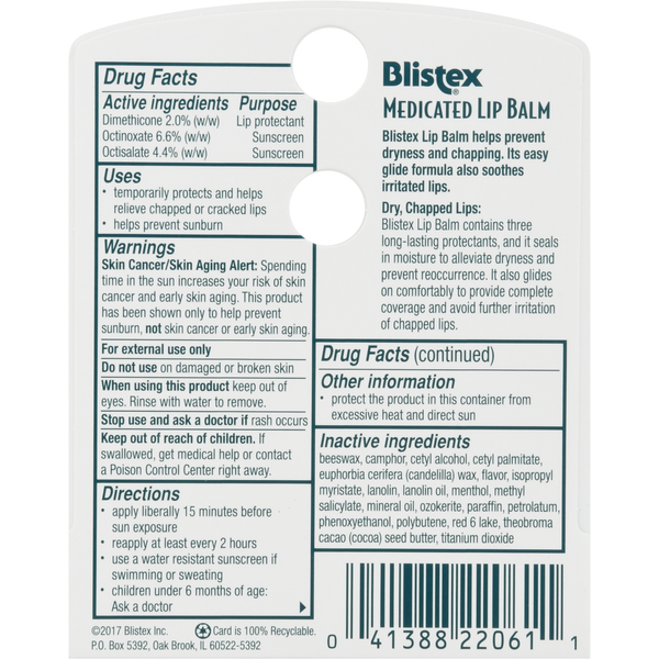 Blistex Lip Balm, Medicated, SPF 15