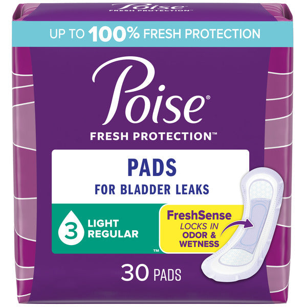 Poise Incontinence Pads, Light Absorbency, Regular Length