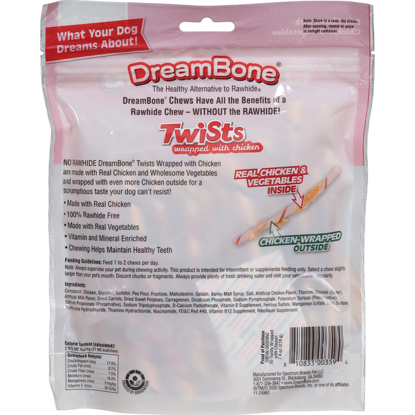 DreamBone Dog Chews, with Chicken & Vegetable, Wrapped with Chicken, Twists