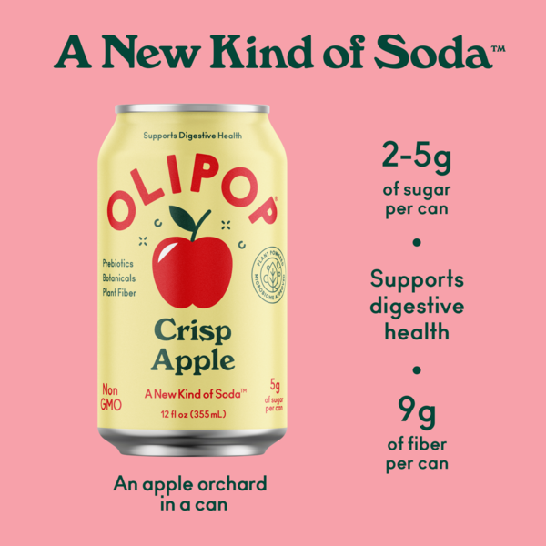 OLIPOP Prebiotic Soda, Crisp Apple