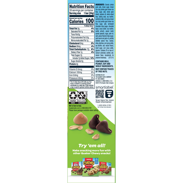 Quaker Granola Bars, Peanut Butter Chocolate Chip, Value Pack