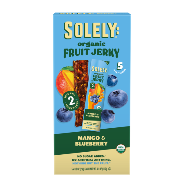 Solely: Fruit Jerky, Organic, Mango & Blueberry, Multipack