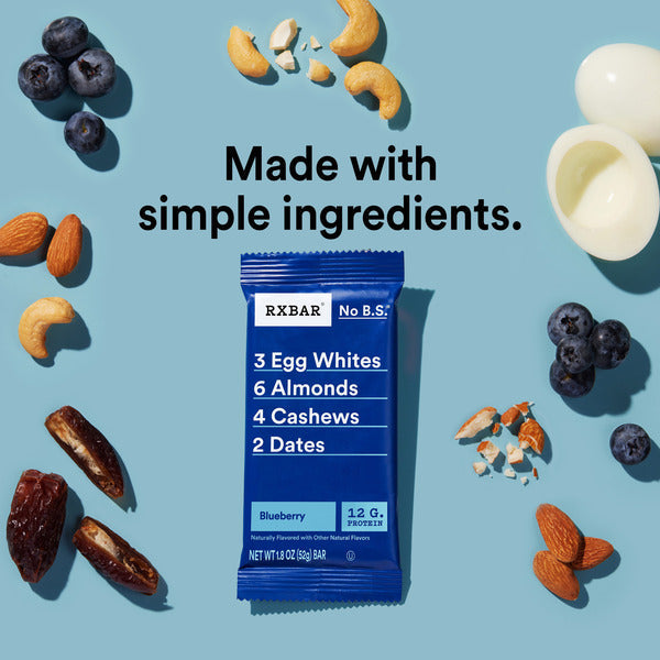 RXBAR Blueberry Protein Bars, Protein Snack, 5 Count