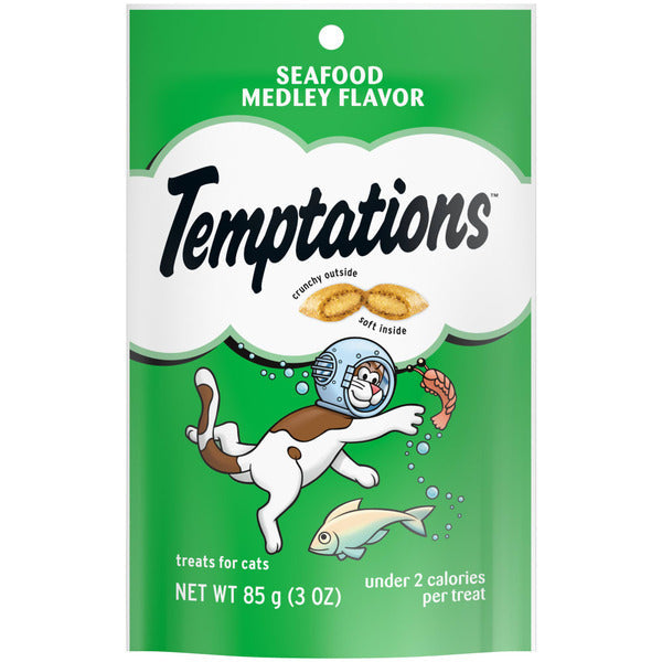 TEMPTATIONS Classic Crunchy and Soft Cat Treats Seafood Medley Flavor