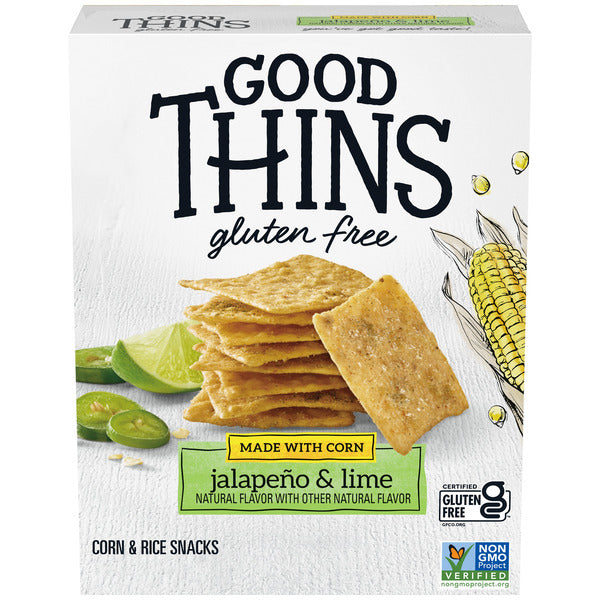 GOOD THINS Jalapeño & Lime Corn & Rice Snacks Gluten Free Crackers, Snack Crackers 4 oz