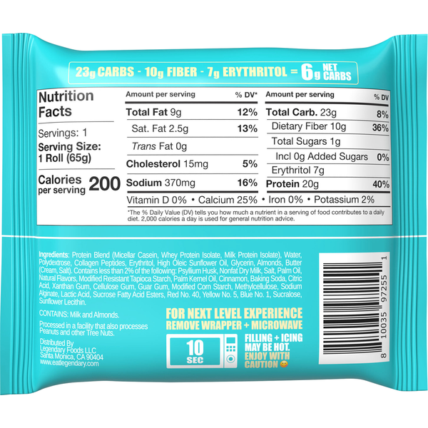 Legendary Foods Protein Sweet Roll, Gluten Free, Caramel Sticky Bun Flavored