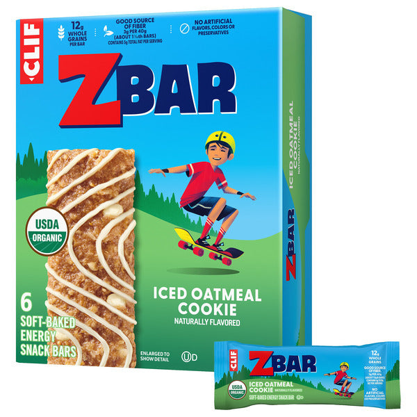 ZBAR Iced Oatmeal Cookie, Soft-Baked Energy Snack Bars, Organic Granola Bars 7.62 oz