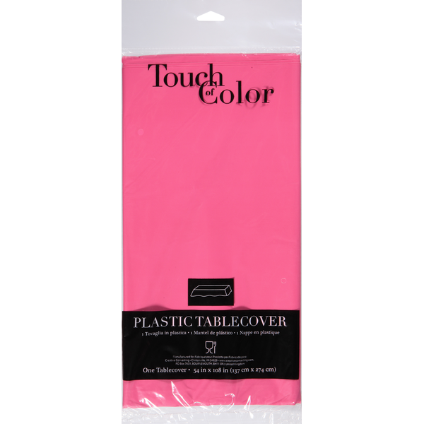 Touch of Color Tablecover, Plastic, Candy Pink