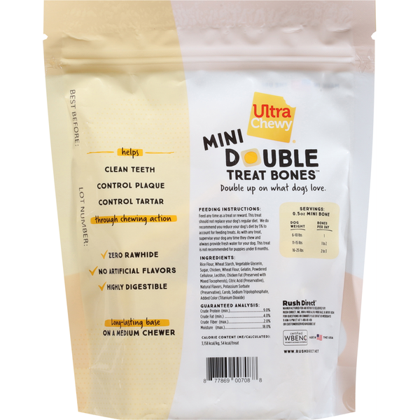 Ultra Chewy 2-in-1 Long-Lasting Real Chicken Mini Double Treat Bones