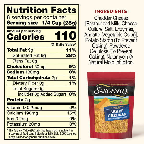 Sargento Off The Block Fine Cut Shredded Sharp Cheddar Cheese
