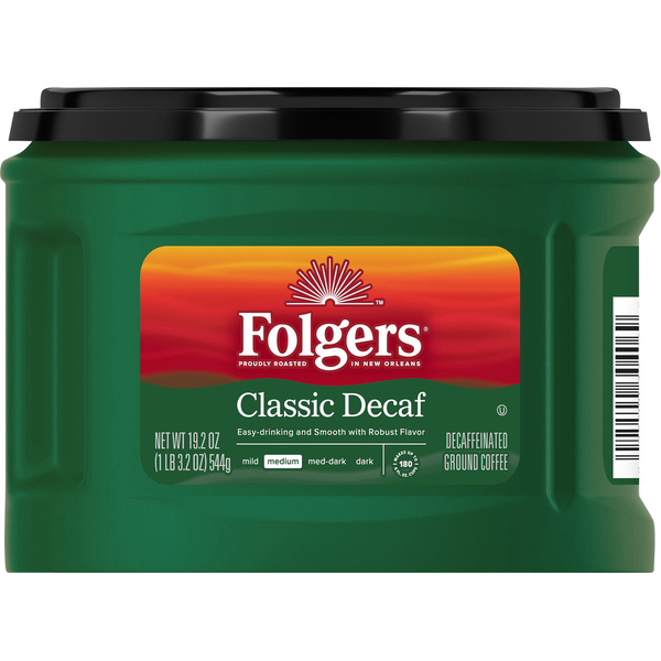 Folgers Coffee, Ground, Medium, Classic Decaf, Decaffeinated