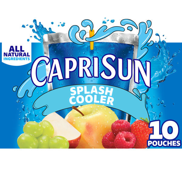 Capri Sun Splash Cooler Mixed Fruit Naturally Flavored Kids Juice Blend Drink Pouches