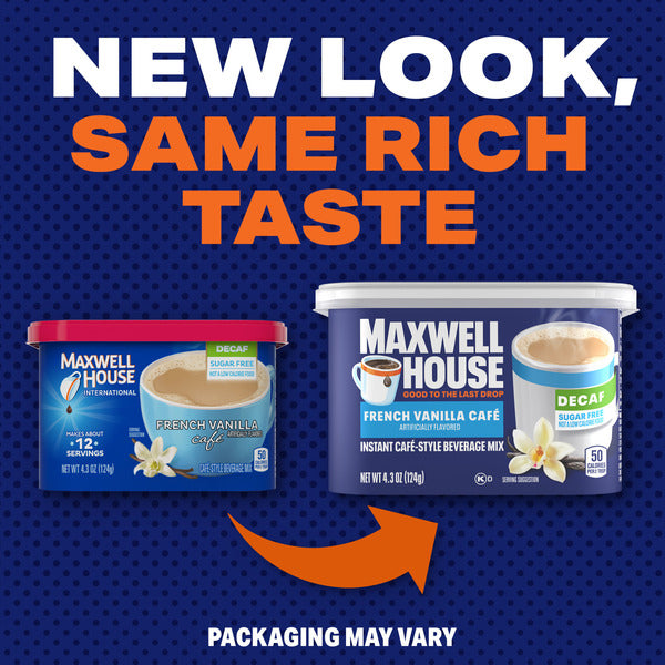 Maxwell House Sugar Free Decaf French Vanilla Cafe Instant Cafe-Style Beverage Mix