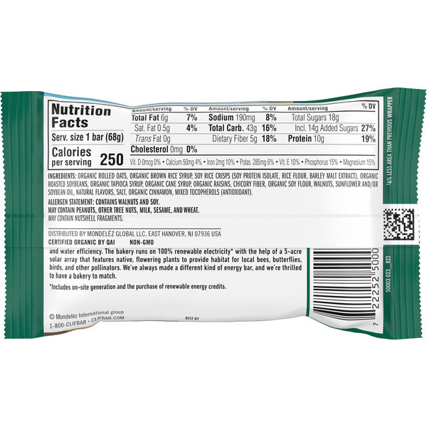 CLIF BAR Oatmeal Raisin Walnut Energy Bar, Non-Gmo, Plant Based Protein Bars