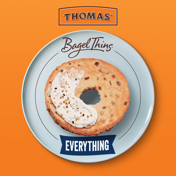 Thomas’ Bagel Thins, 8 ct, Everything, Bagels, 110 Calories, Bagels, 13 oz
