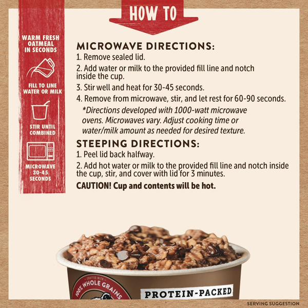 Kodiak Chocolate Chip Oatmeal in a Cup