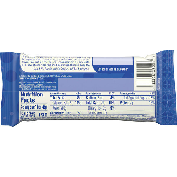 Luna Blueberry Bliss Flavor Gluten Free Snack Bar