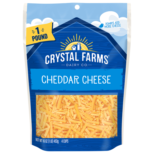 Crystal Farms Cheddar Shredded Gusset Bag Cheese