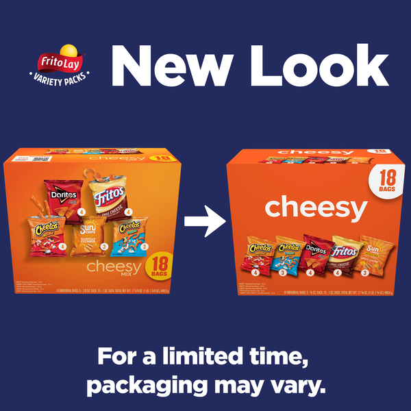 Frito Lay Snacks Cheesy Mix Variety 17 5/8 Oz 18 Count