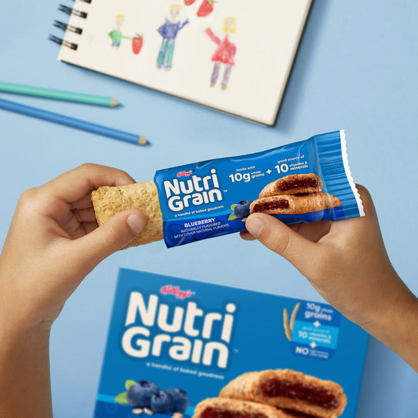 Kellogg’s Nutri-Grain Blueberry Breakfast Bars, Made with 10g Whole Grains, Value Pack, 16 Count