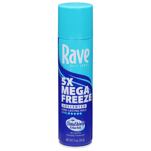 Rave 5x Mega Freeze Unscented Hair Spray