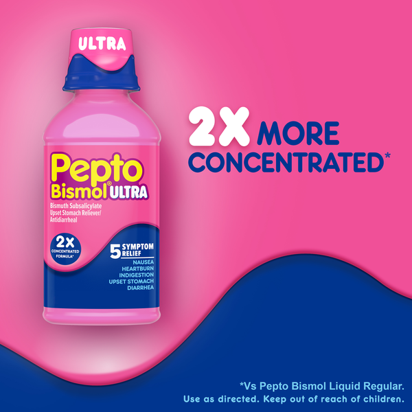 Pepto-Bismol Original Ultra Liquid, 5 Symptom Fast Relief
