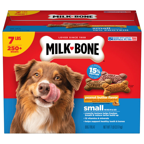 Milk-Bone Peanut Butter Flavor Dog Biscuits, Naturally & Artificially Flavored, 7 Lb. Box