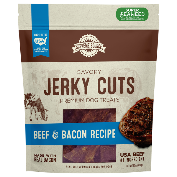 Supreme Source Dog Treats, Beef & Bacon Recipe, Premium, Jerky Cuts