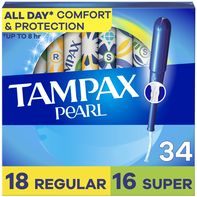 TAMPAX Pearl, Duopack Regular,Super Plastic Tampon...
️
