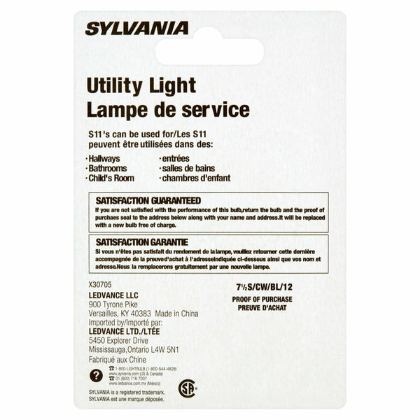 SYLVANIA 7 1/2 Watts Medium Base Utility Light S11 Bulb