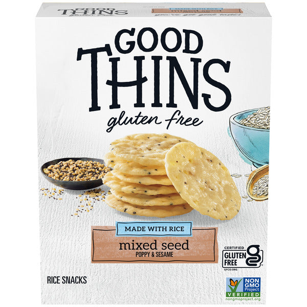 GOOD THINS Mixed Seed Rice Snacks Gluten Free Crackers, Snack Crackers 3 oz
