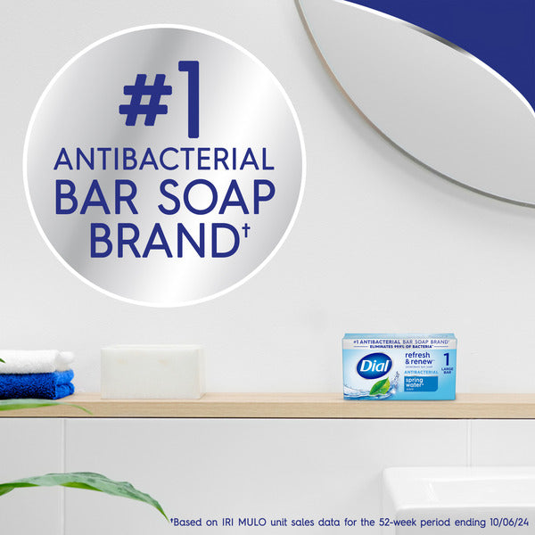 Dial Antibacterial Bar Soap, Refresh & Renew, Spring Water, 4 oz, 1 Bars
