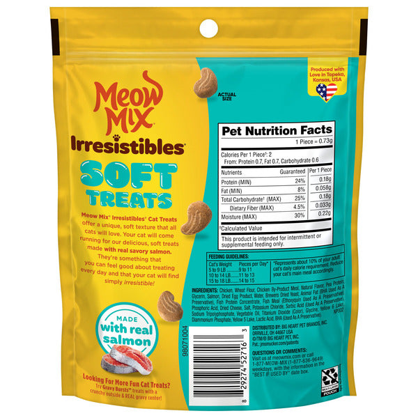 Meow Mix Irresistibles Cat Treats, Soft With Salmon, 3-Ounce