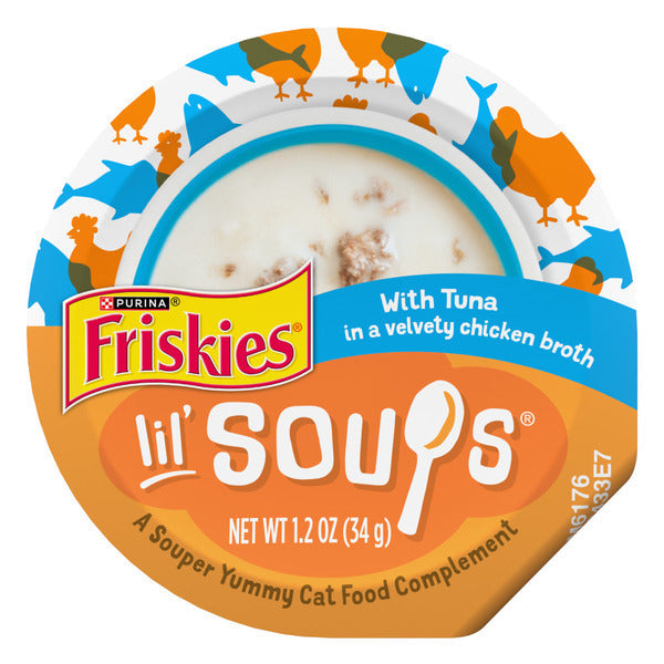 Purina Friskies Natural, Grain Free Lickable Cat Treats Lil’ Soups With Tuna in Chicken Broth